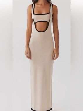 peppermayo brown and black dress Either Way Maxi Dress